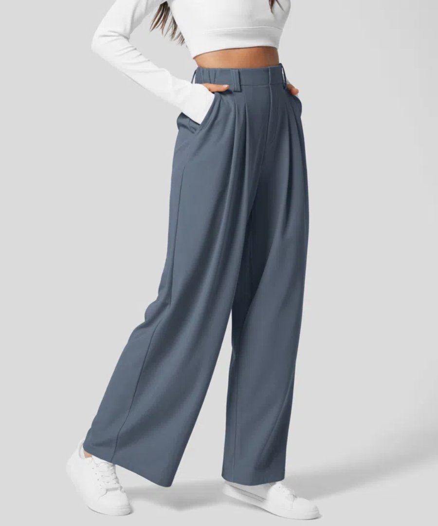 Pantaloni eleganti elasticizzati a vita alta