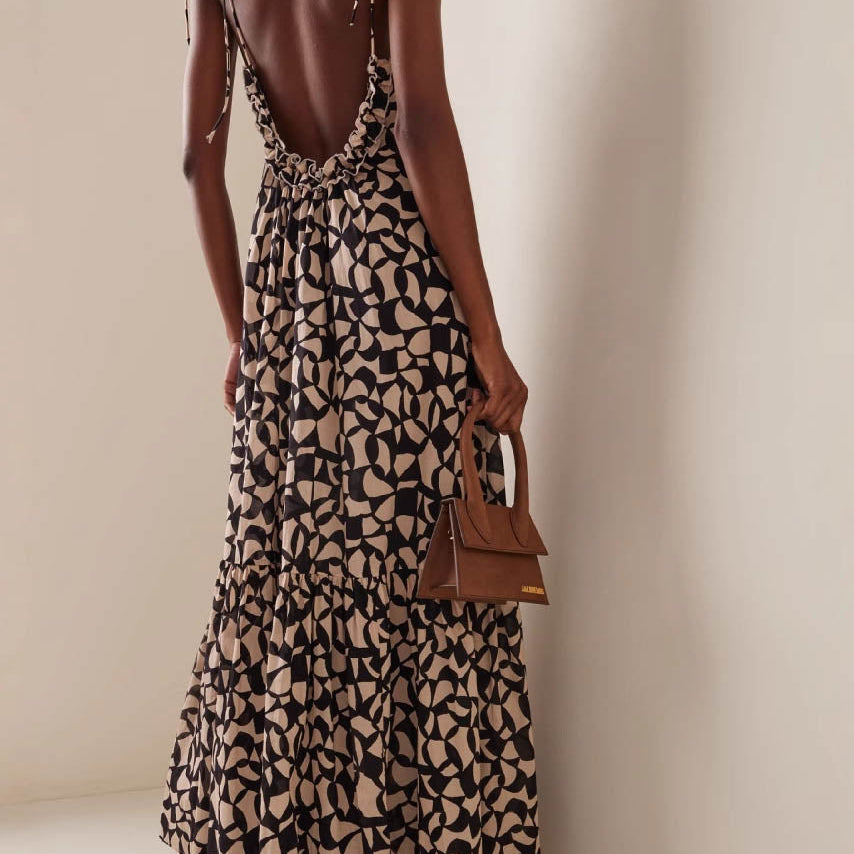 Abito Maxi con Motivo Geometrico
