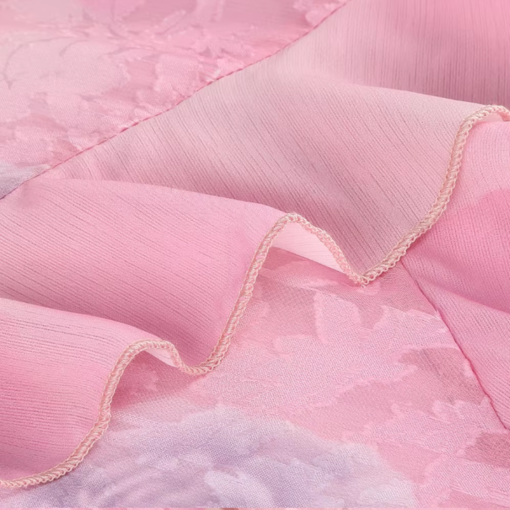 Abito Senza Maniche Floreale con Balze