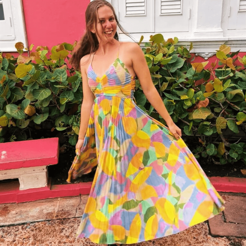 Abito Midi con Scollo a Cuore