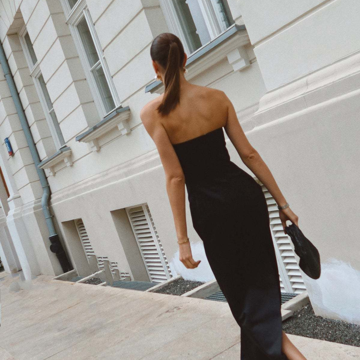 Abito da Sera Strapless con Fiocco Gioiello