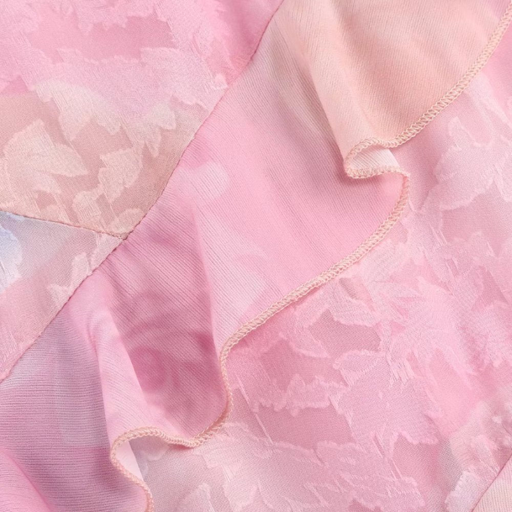 Abito Senza Maniche Floreale con Balze