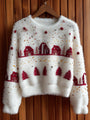 Pullover Plush a Maglia Adorabile con Albero di Natale