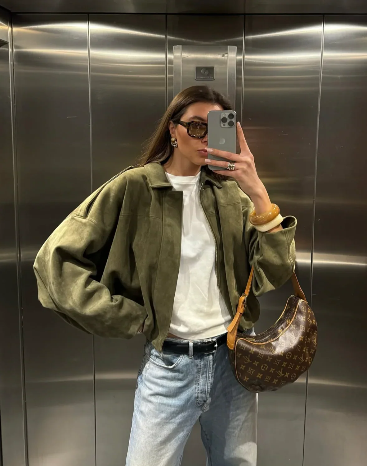 Kaori | Giacca da pilota in pelle scamosciata