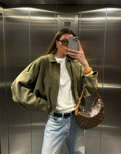 Kaori | Giacca da pilota in pelle scamosciata