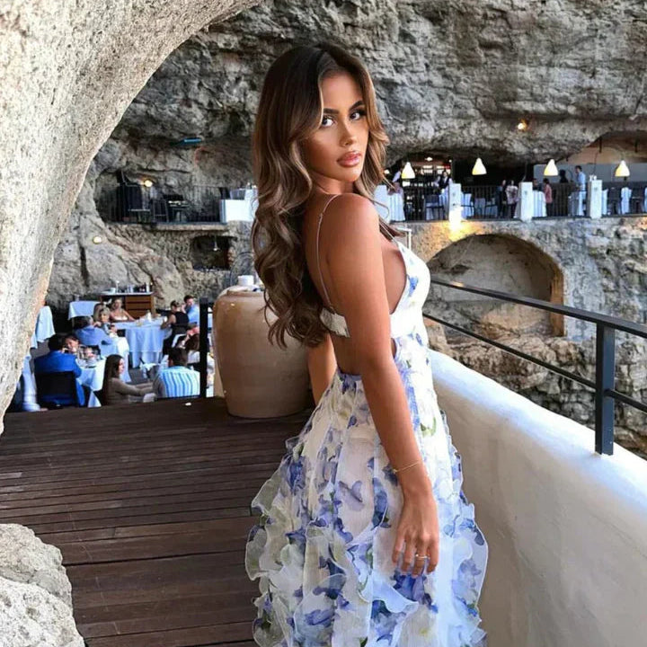 Abito Floreale Romantico con Volant