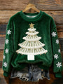 Adorabile Pullover Plush a Forma di Albero di Natale Lavorato a Maglia