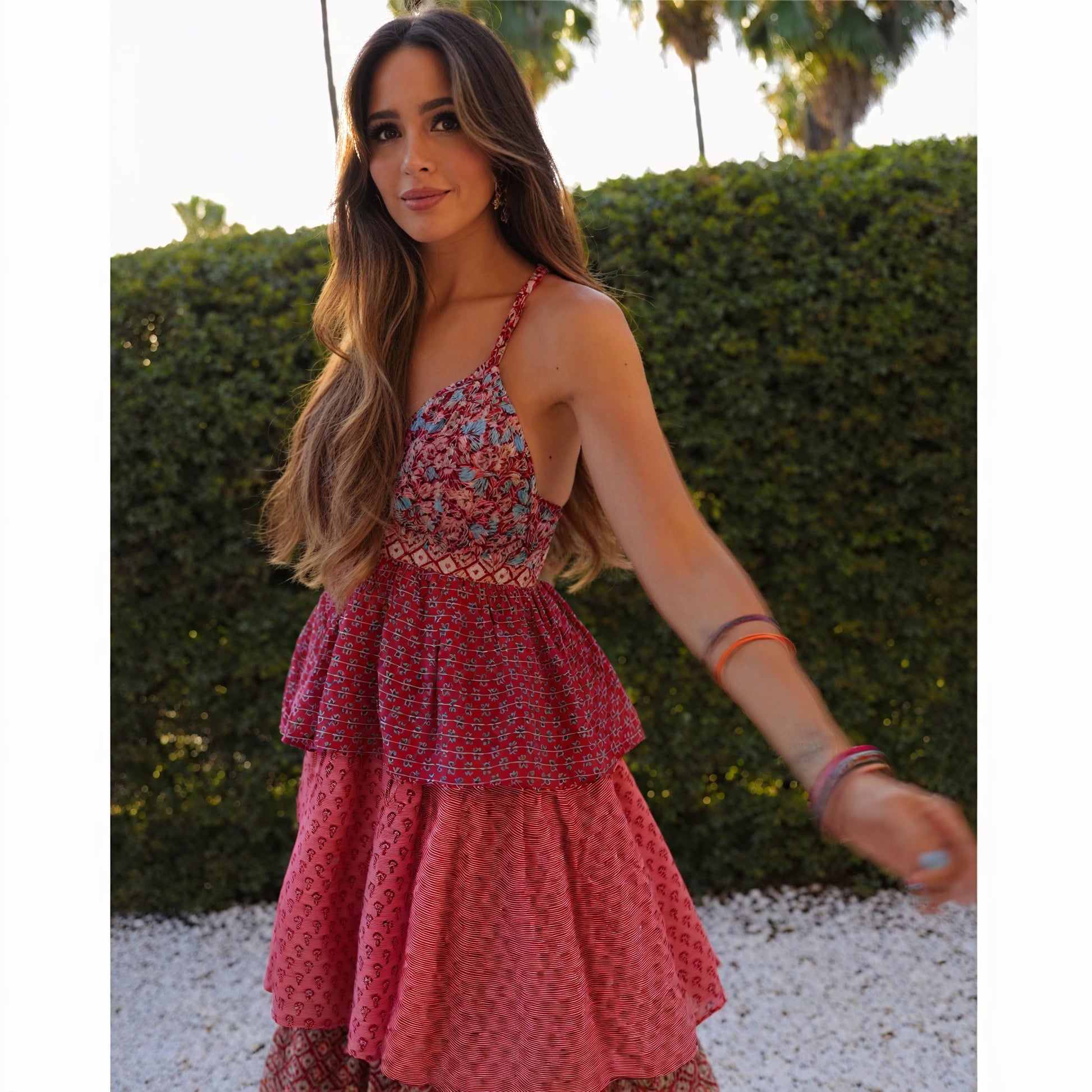 Abito Lungo Bohémien a Pannelli