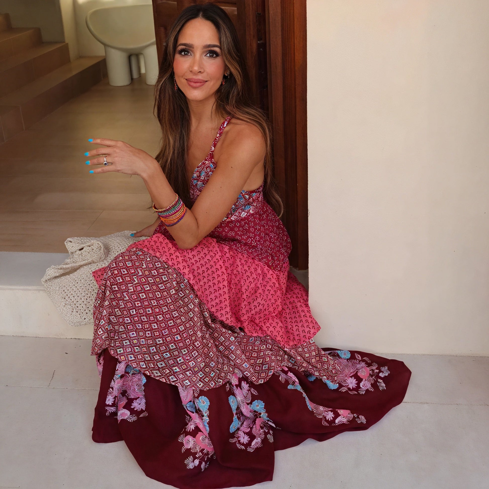 Abito Lungo Bohémien a Pannelli