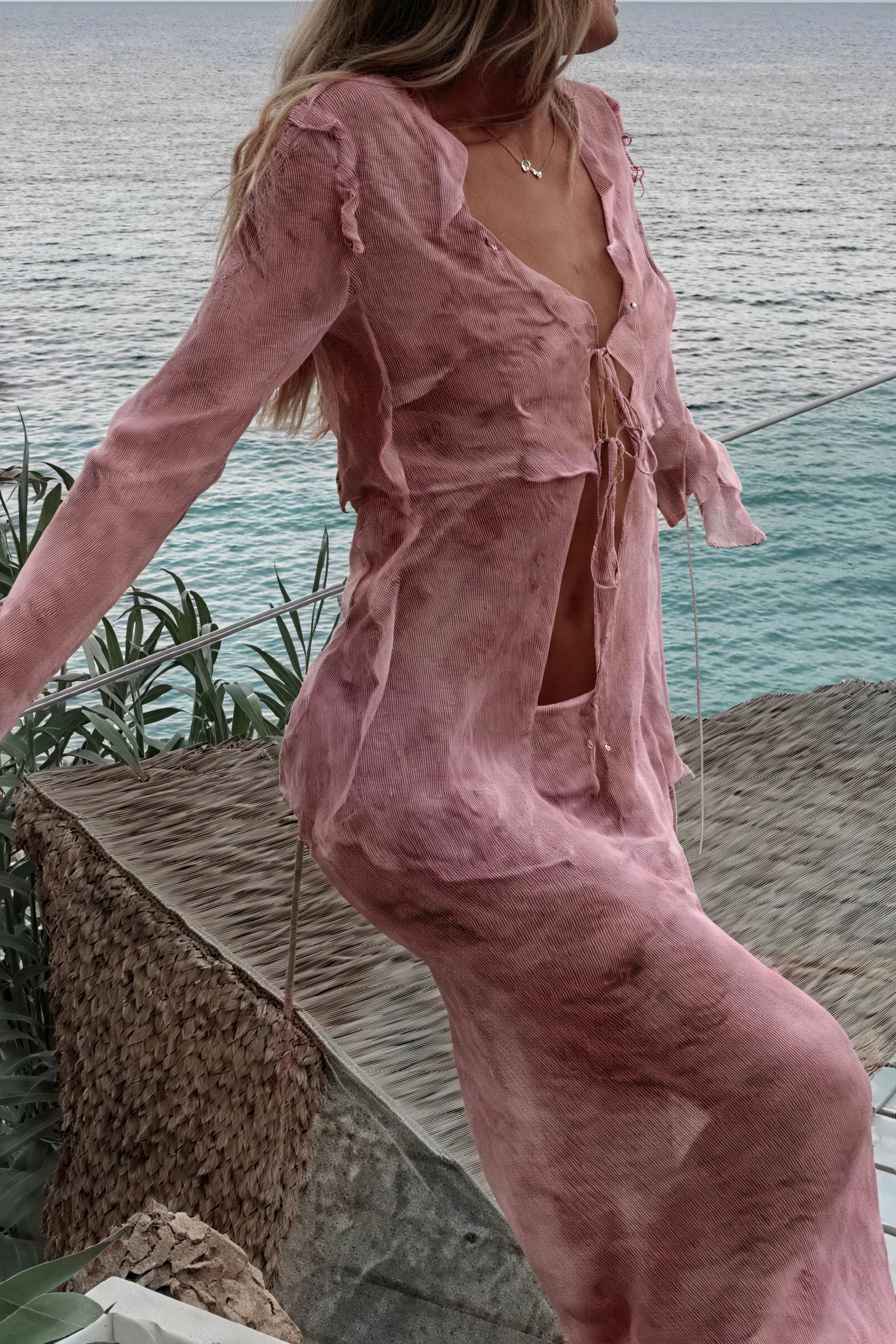 Abito Coordinato a Righe Testurizzate