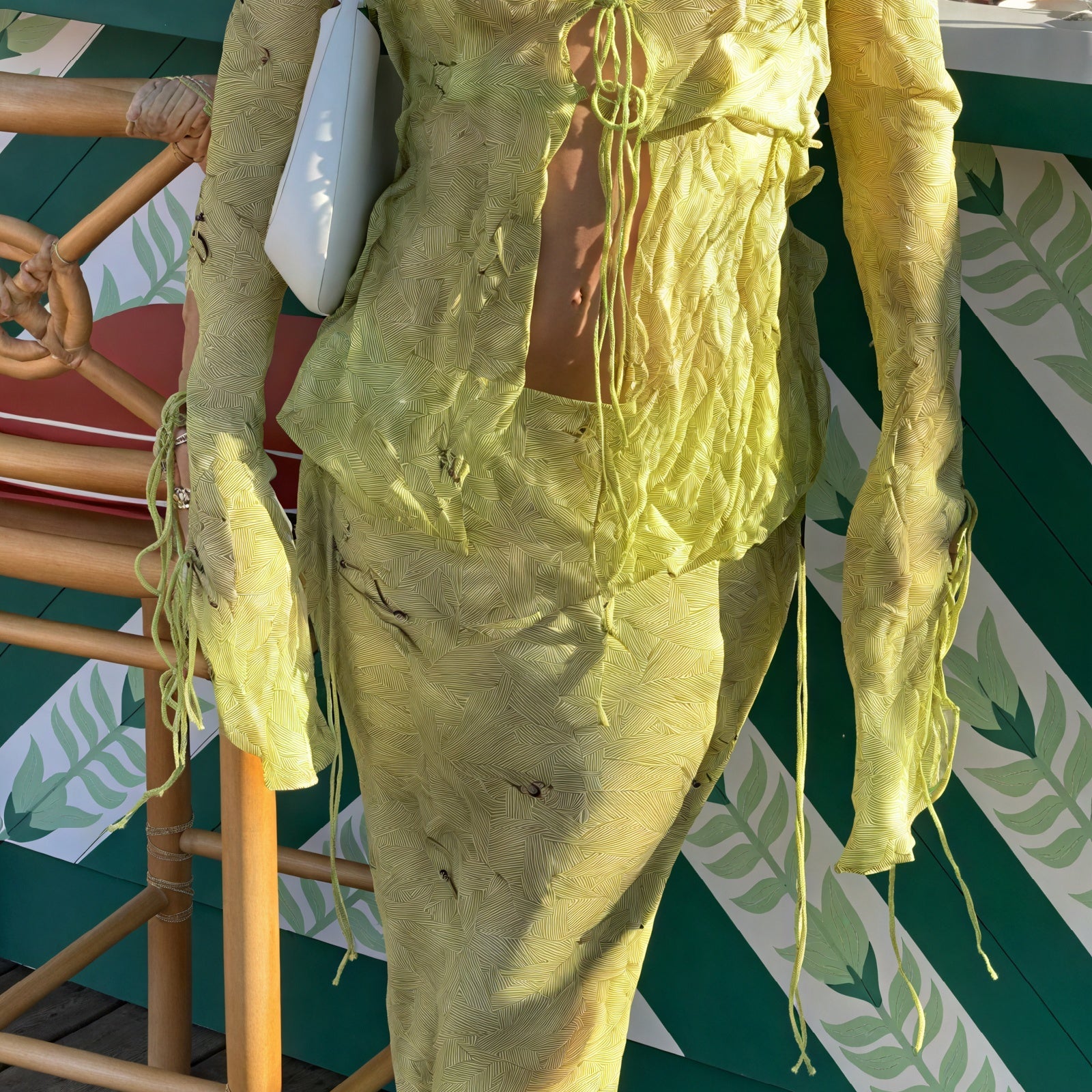 Abito Coordinato a Righe Testurizzate