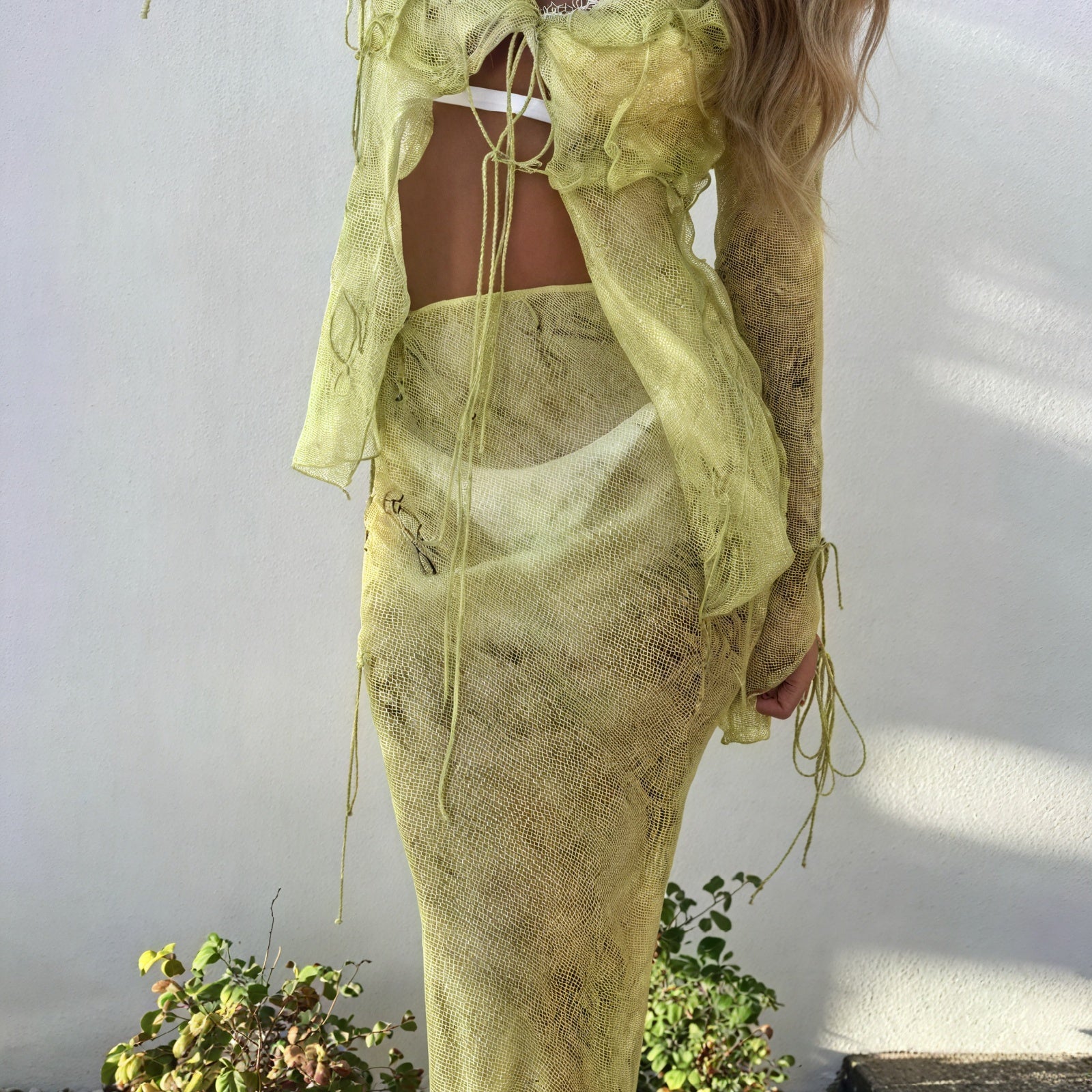 Abito Coordinato a Righe Testurizzate