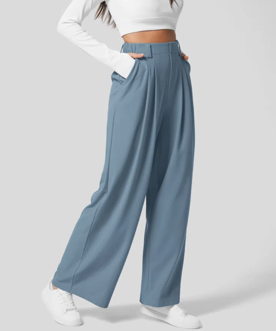Pantaloni eleganti elasticizzati a vita alta