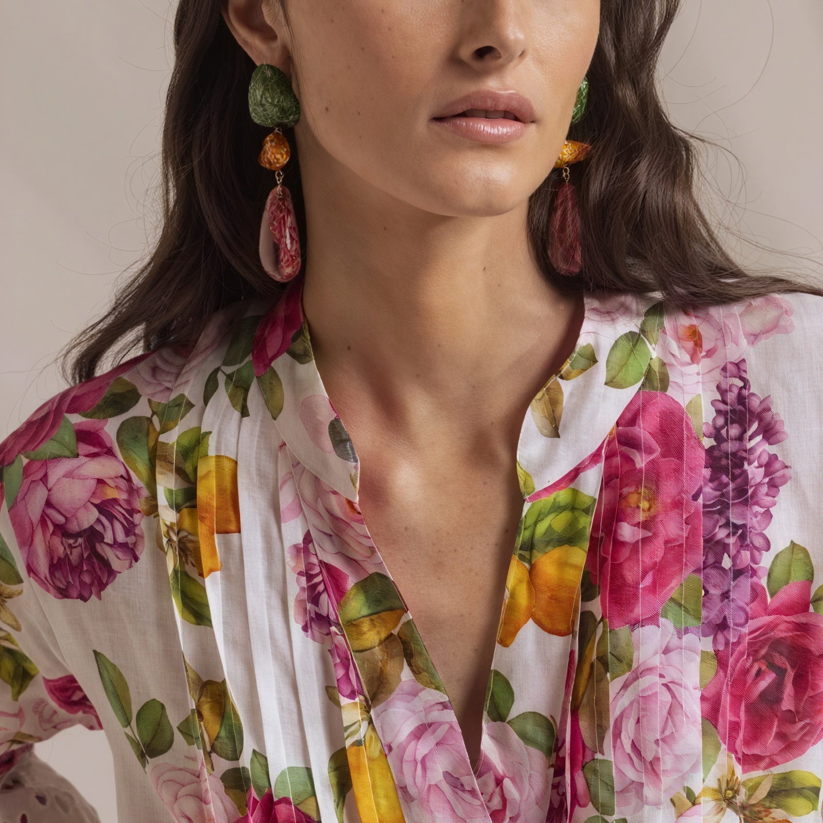 Abito Corto a Portafoglio con Stampa Floreale