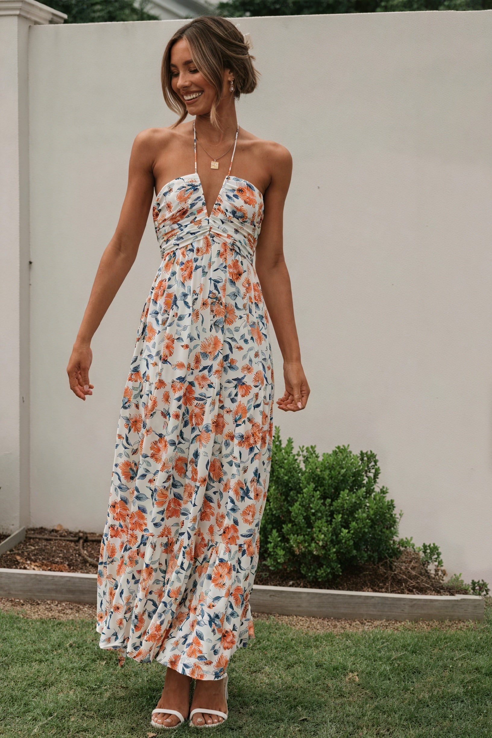 Abito Maxi Floreale con Scollo Halter