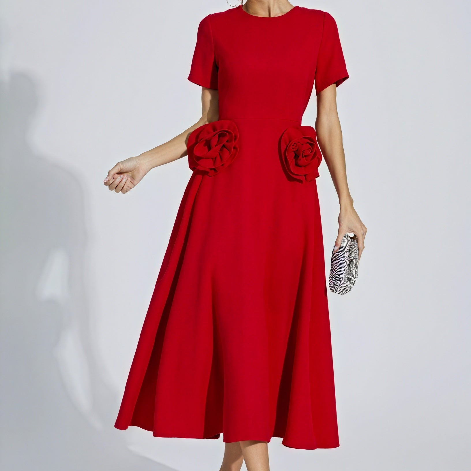 Abito Midi con Dettagli Floreali