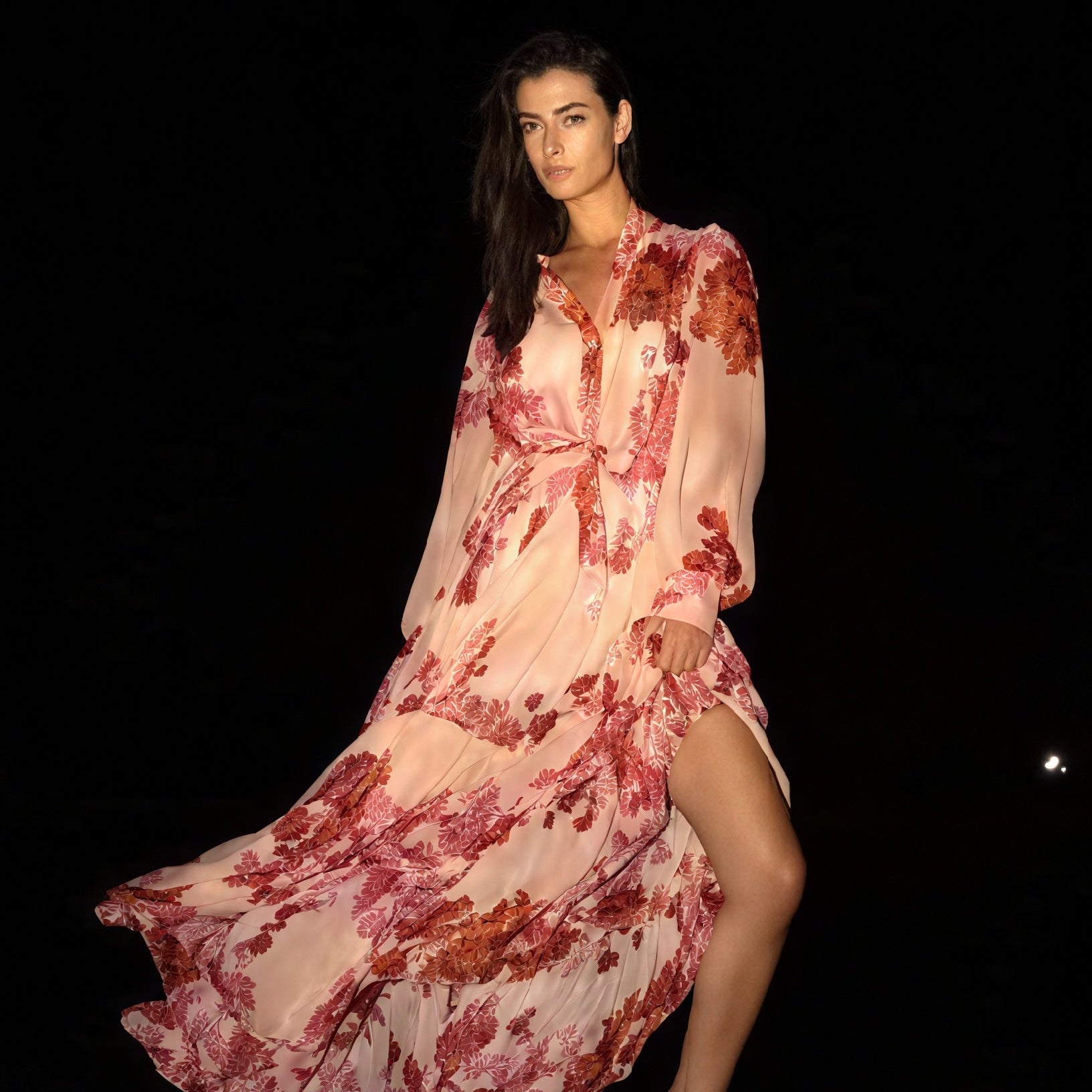 Abito Lungo Floreale con Cintura