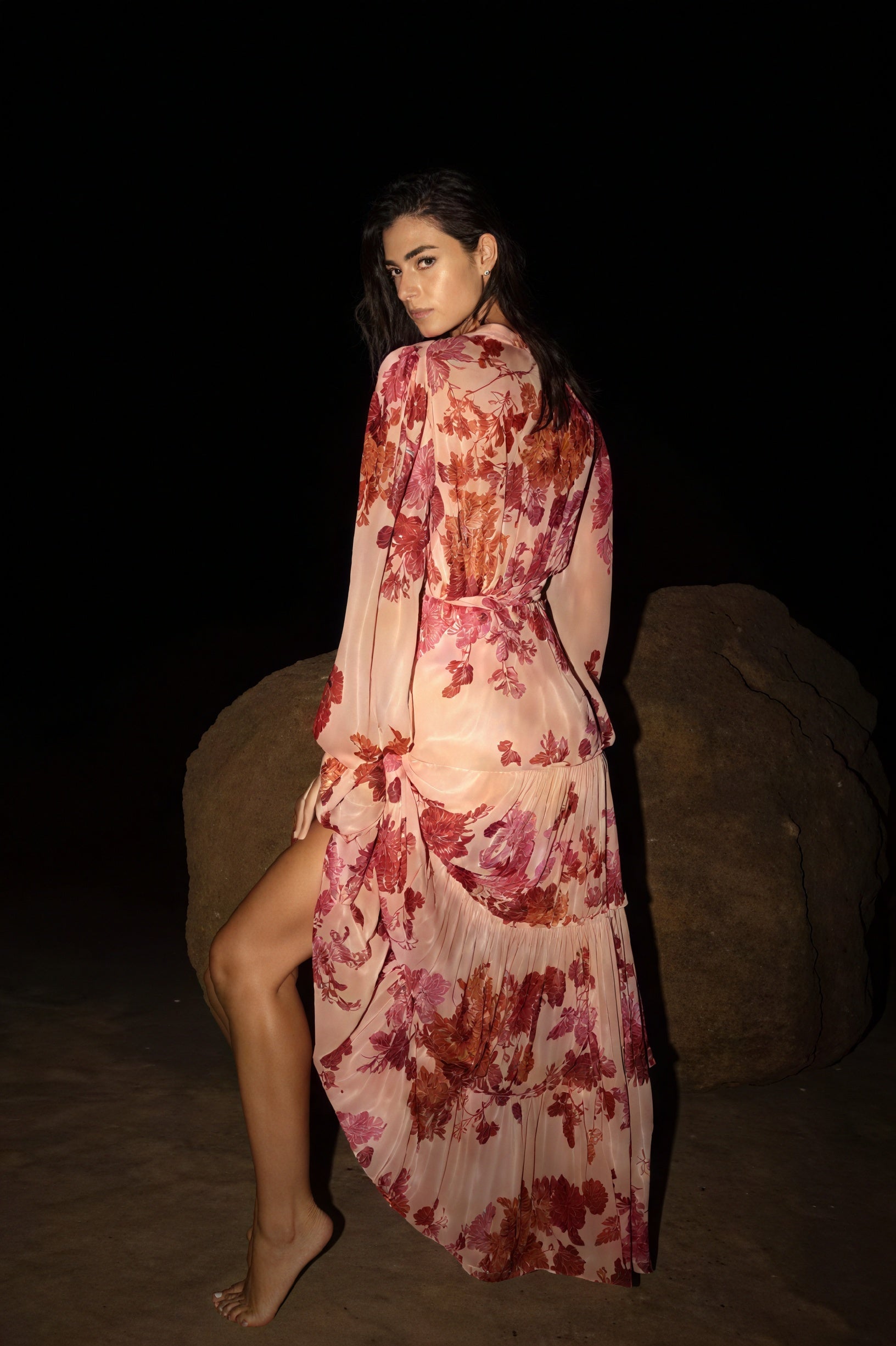 Abito Lungo Floreale con Cintura