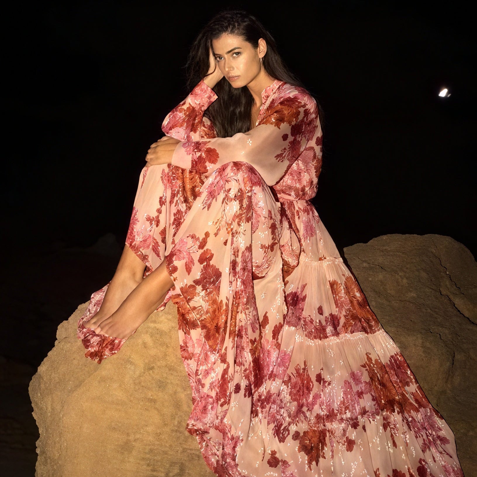 Abito Lungo Floreale con Cintura