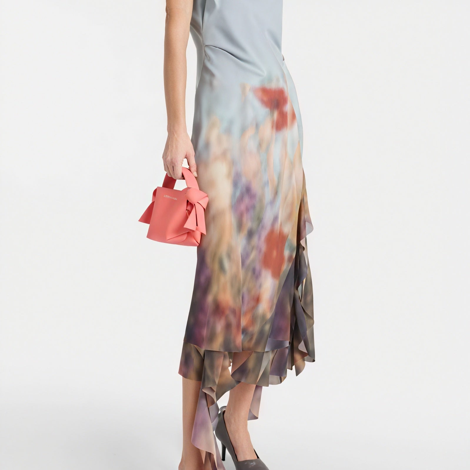 Abito Scivolato Asimmetrico Stampa Floreale