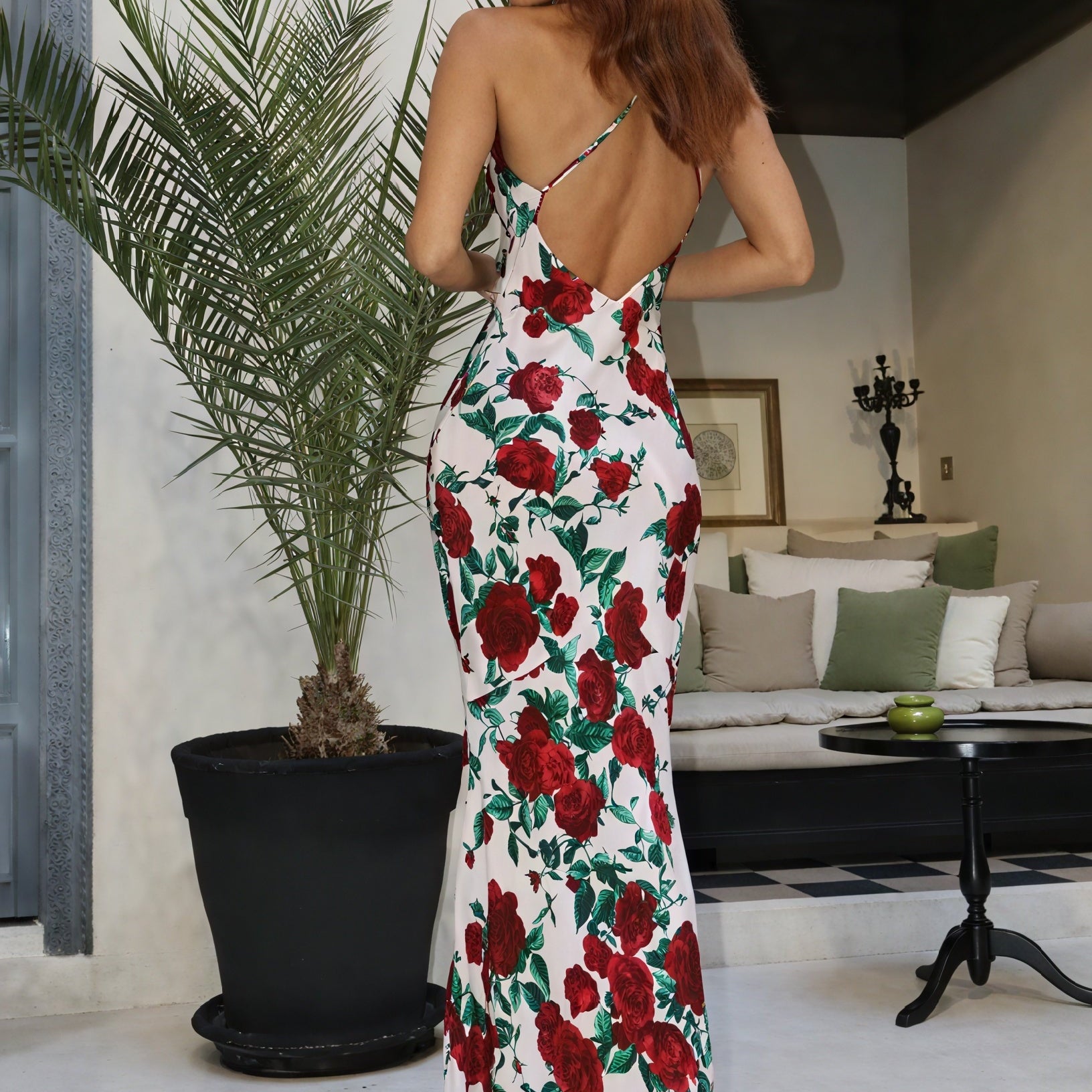 Abito Lungo Floreale con Scollo Halter