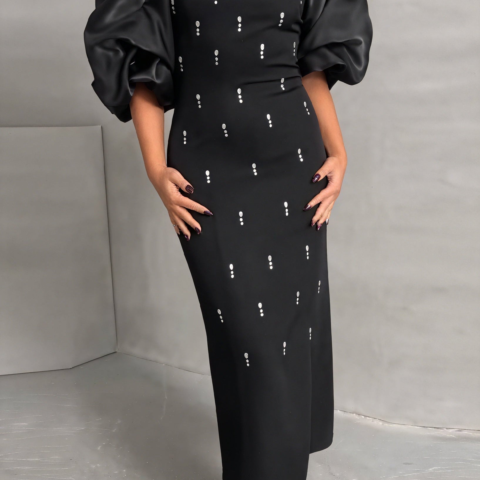 Abito Midi Puffed Sleeve