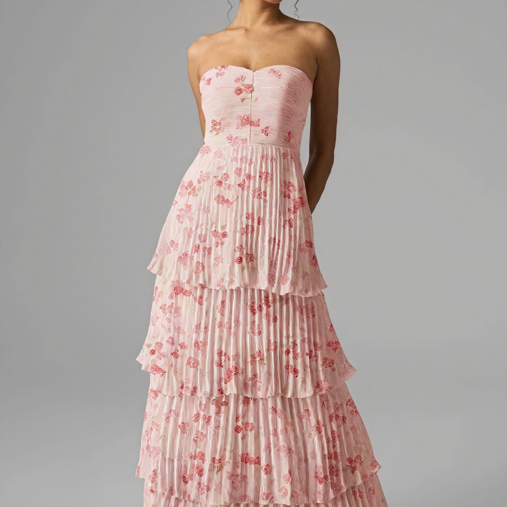 Abito Lungo Floreale con Volant