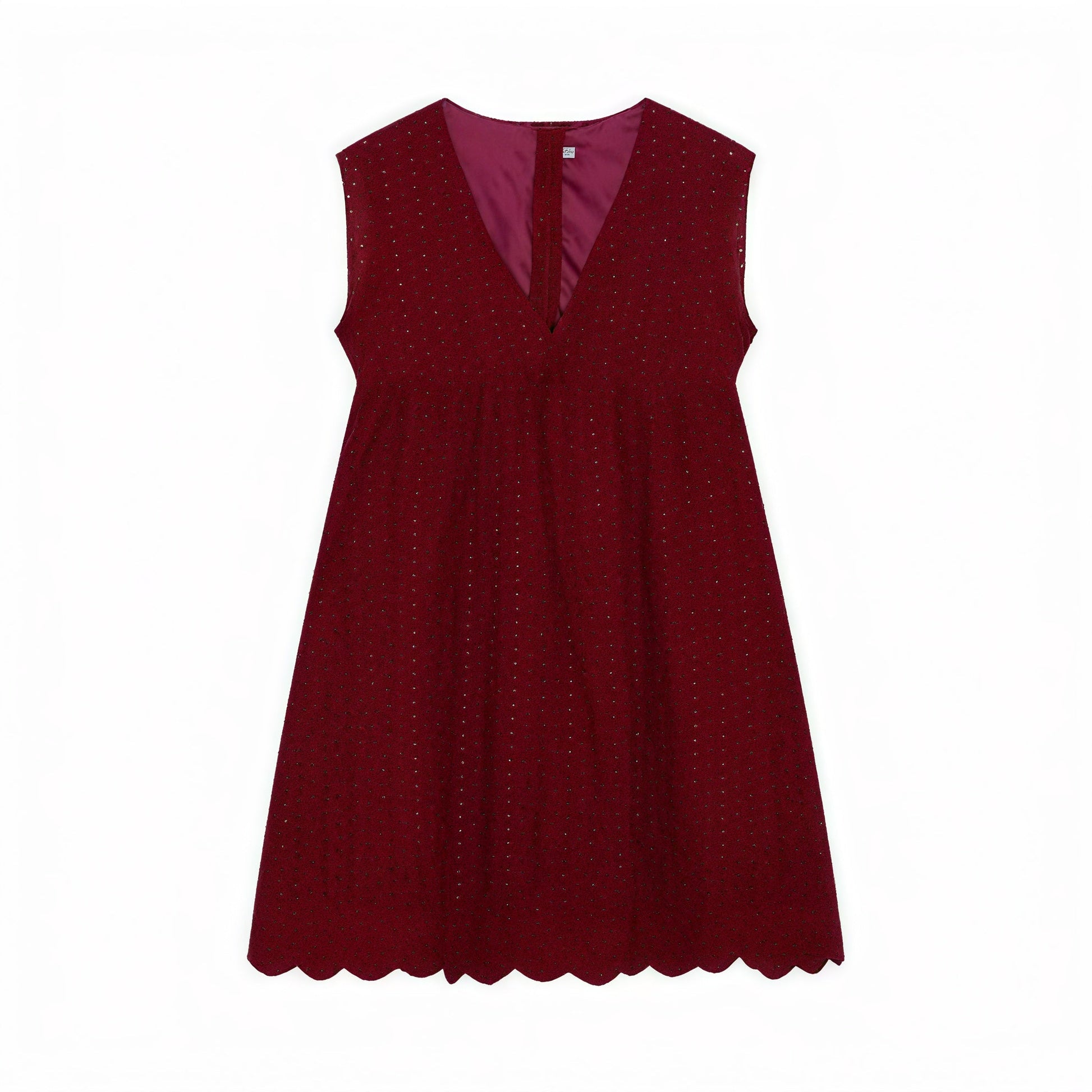 Abito Traforato Scollo a V Orlo Ondulato