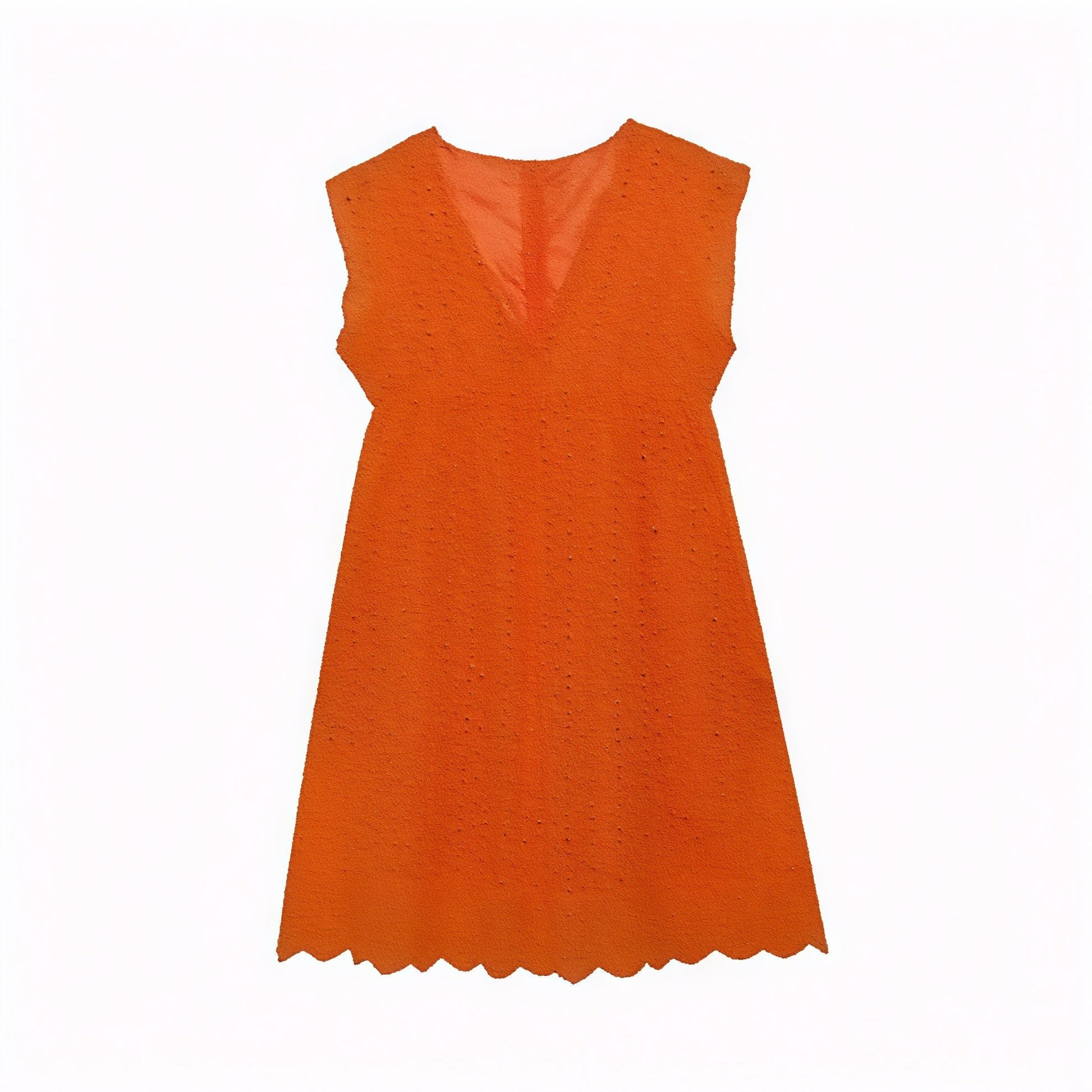 Abito Traforato Scollo a V Orlo Ondulato