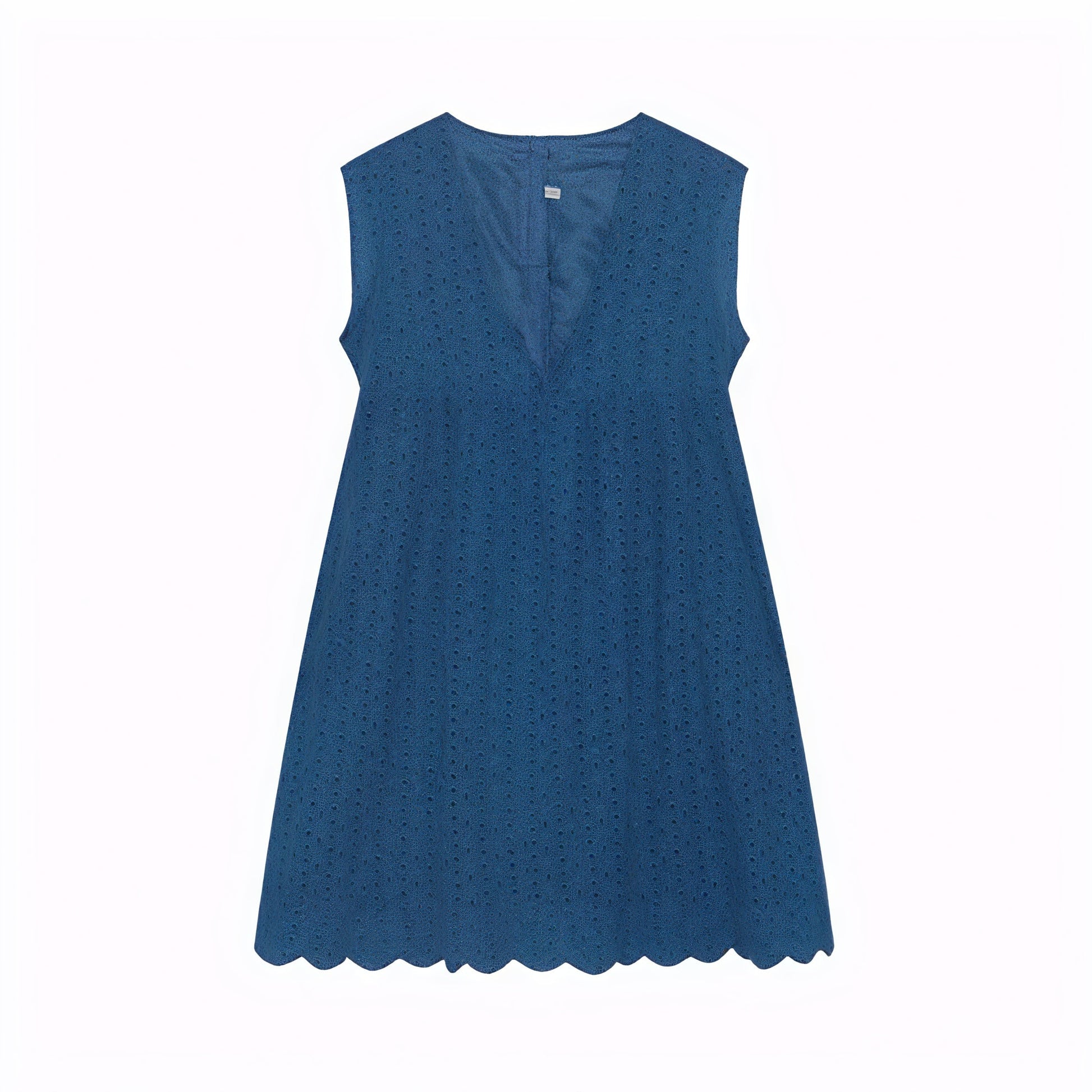 Abito Traforato Scollo a V Orlo Ondulato