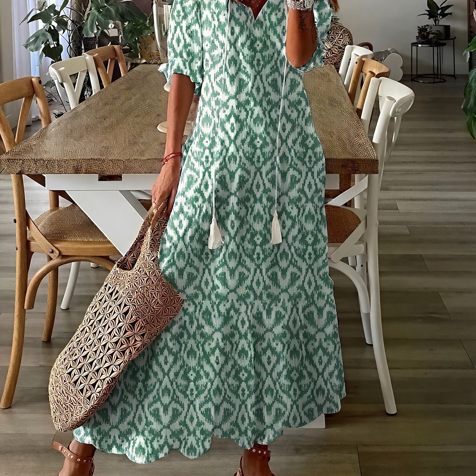 Abito Midi Fantasia: Stile Bohémien Raffinato