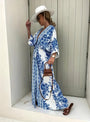 Abito Maxi Stile Kimono con Cintura
