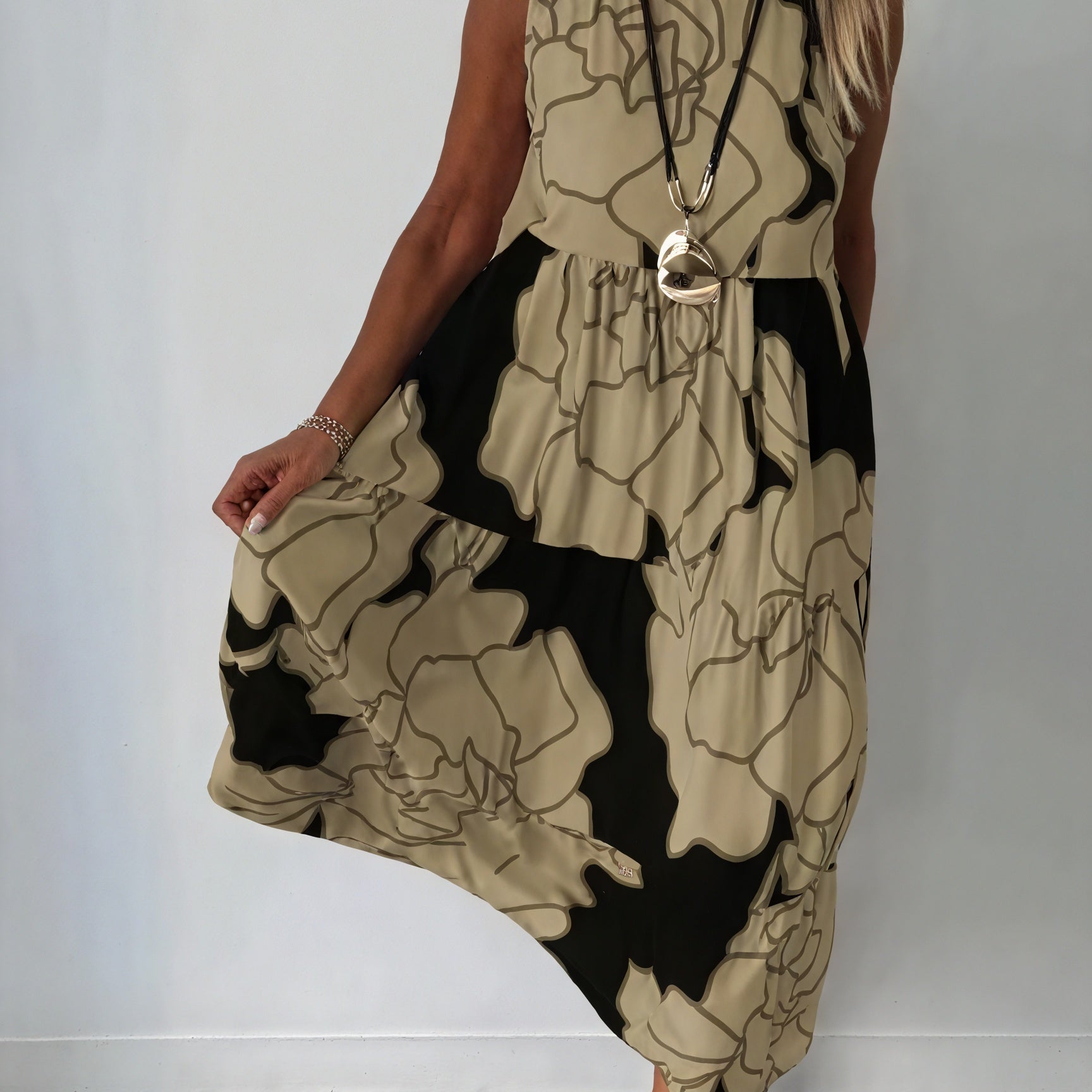 Abito Midi Floreale a Pannelli