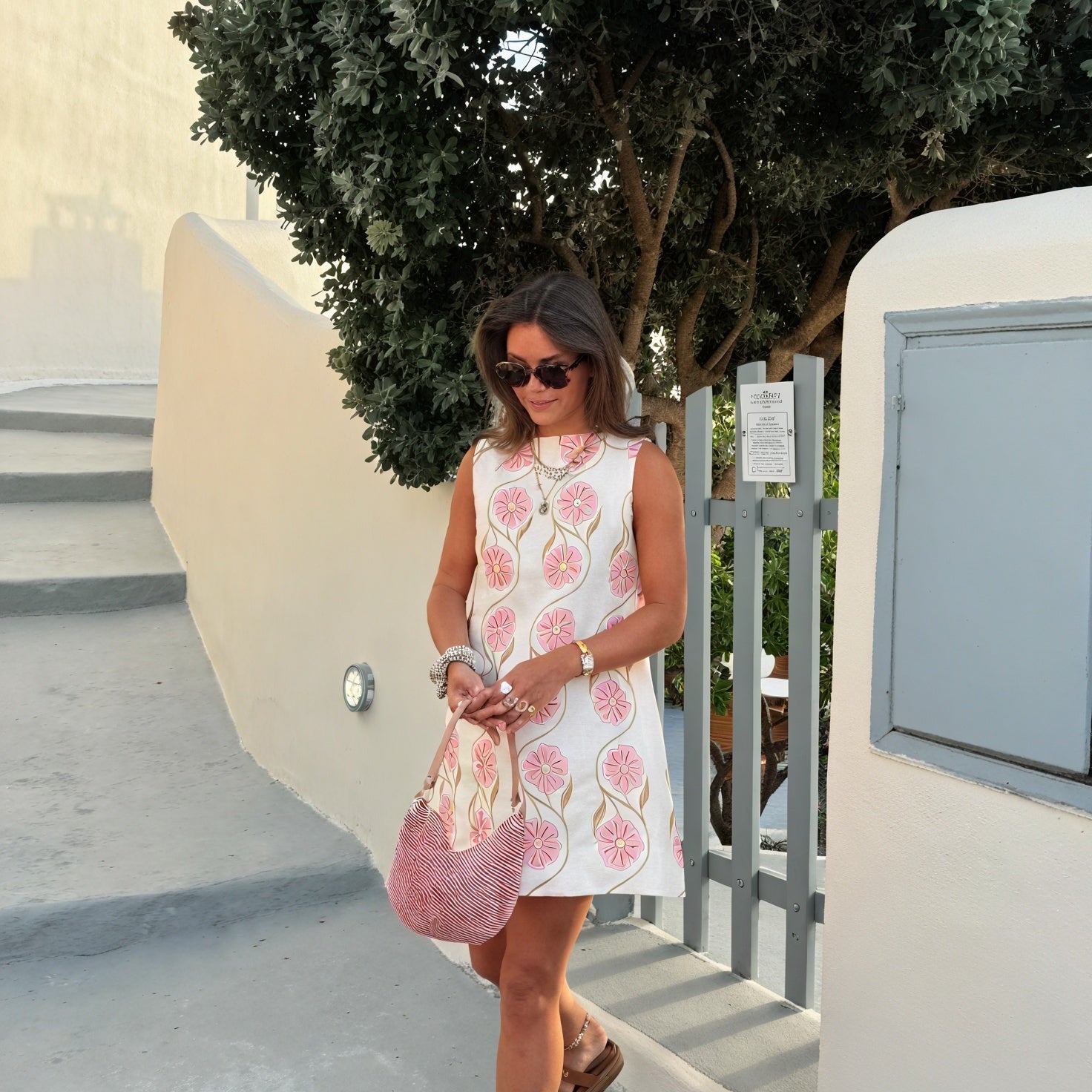 Abito Mini Floreale Senza Maniche – Stampa Esclusiva