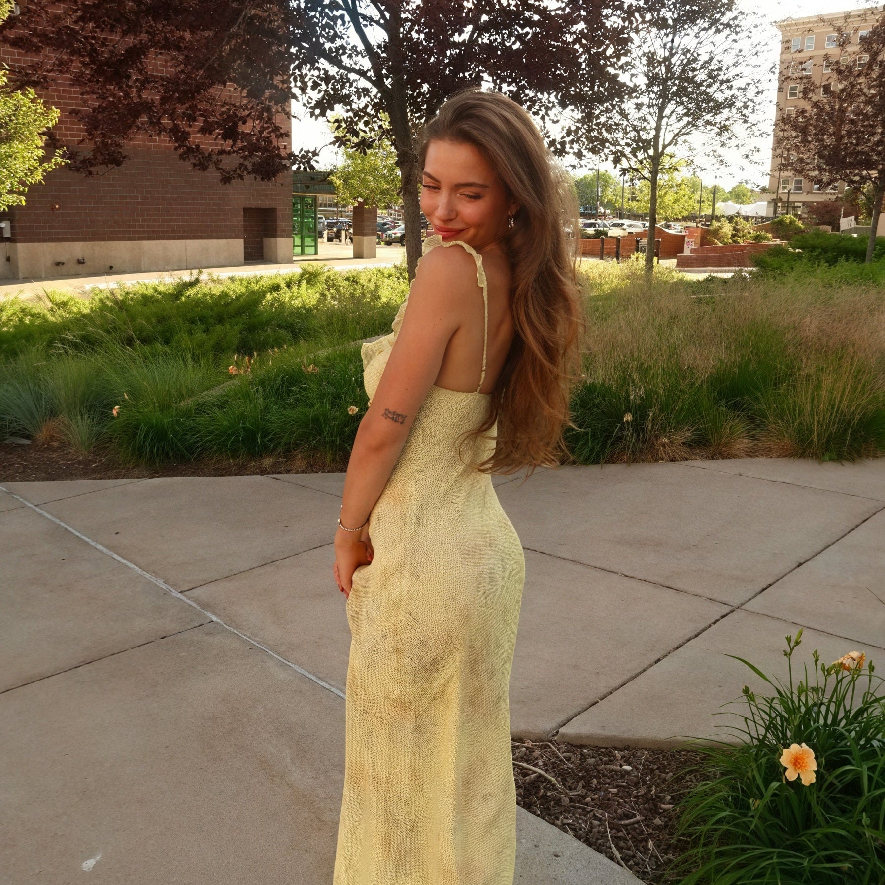 Abito Floreale Spalline Sottili Balze