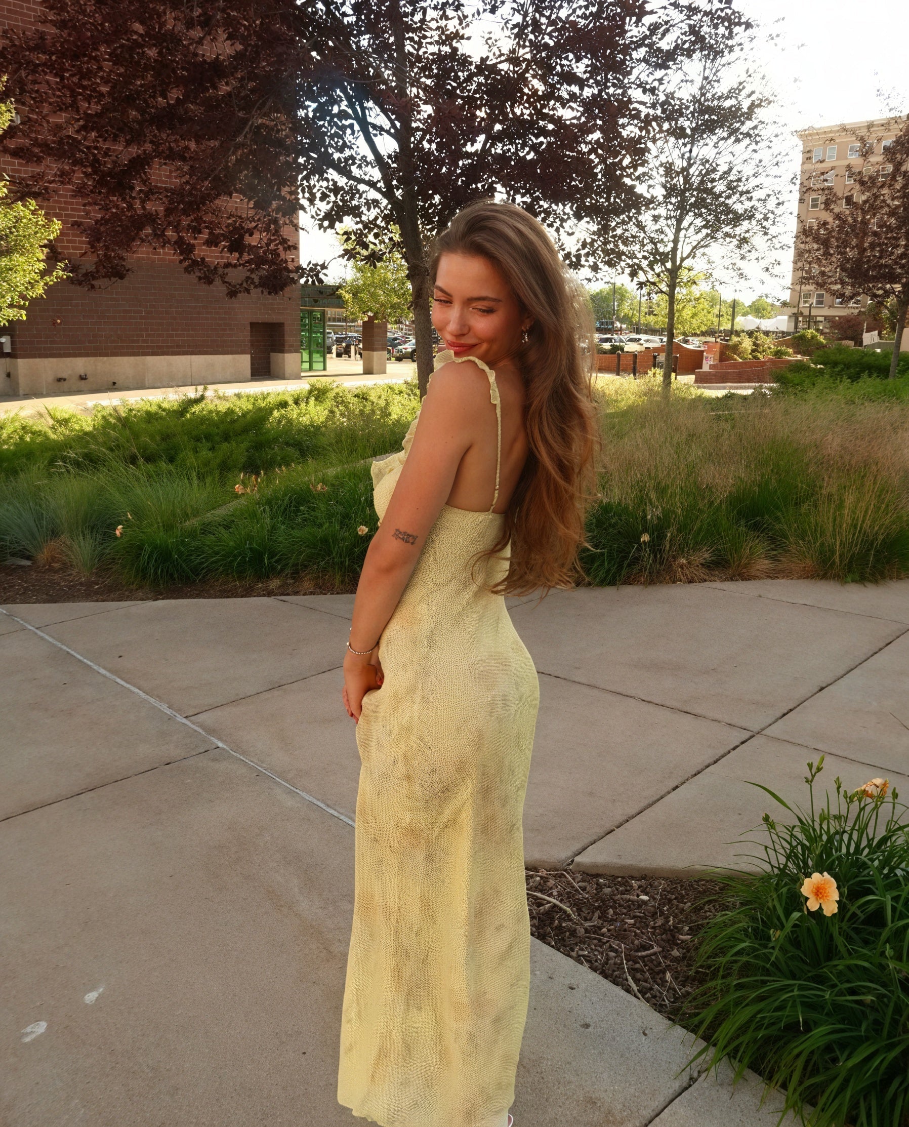 Abito Floreale Spalline Sottili Balze