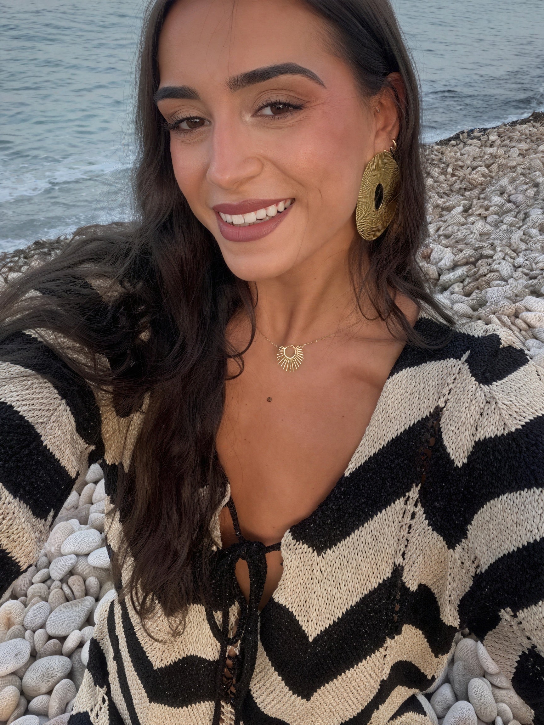 Abito Maglia Chevron Maniche Lunghe