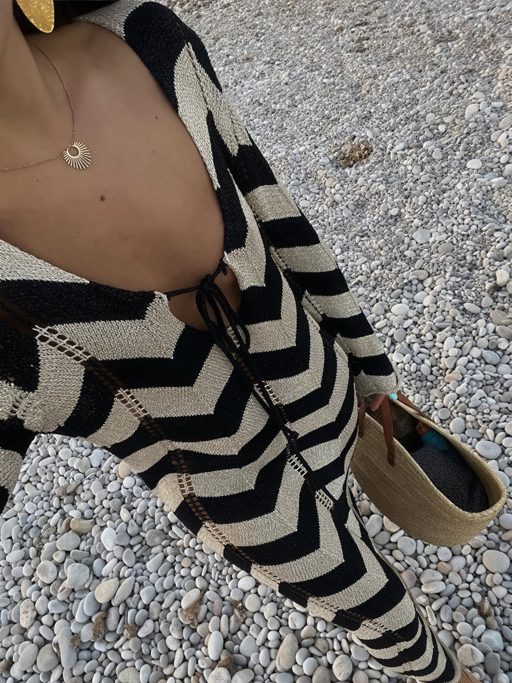 Abito Maglia Chevron Maniche Lunghe