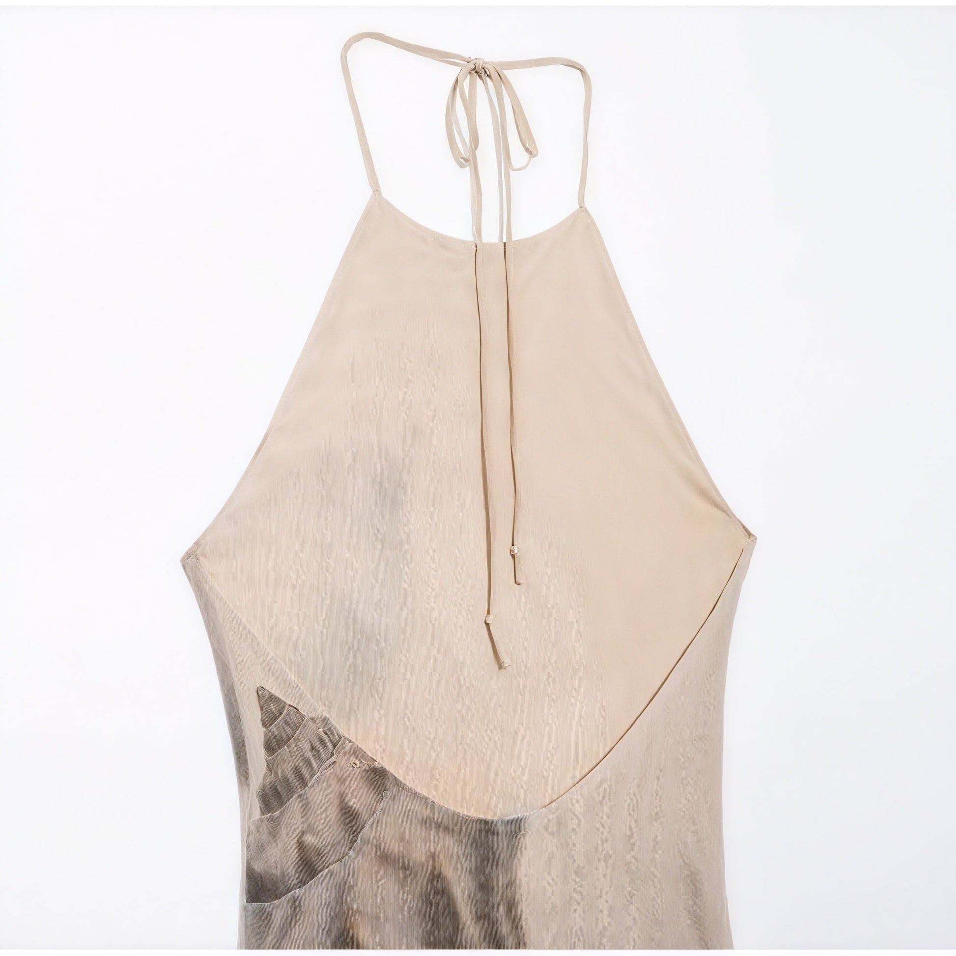 Abito Maxi Halter Stampa Unica Tessuto Testurizzato