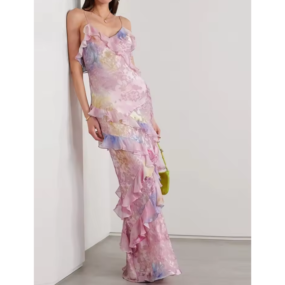 Abito Estivo Fluido – Dettagli Rouches e Spalline Sottili