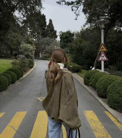 Kaori | Giacca da pilota in pelle scamosciata