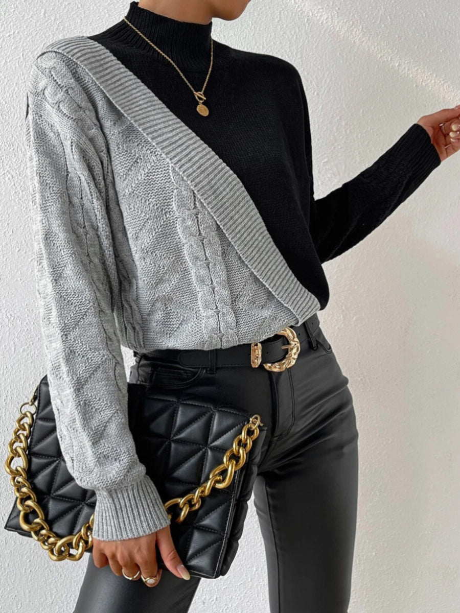 Maglione Donna con Collo Alto Intrecciato