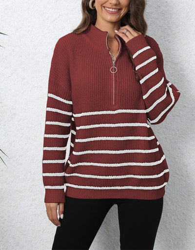 Maglione con Zip e Collo Alto a Maniche Lunghe