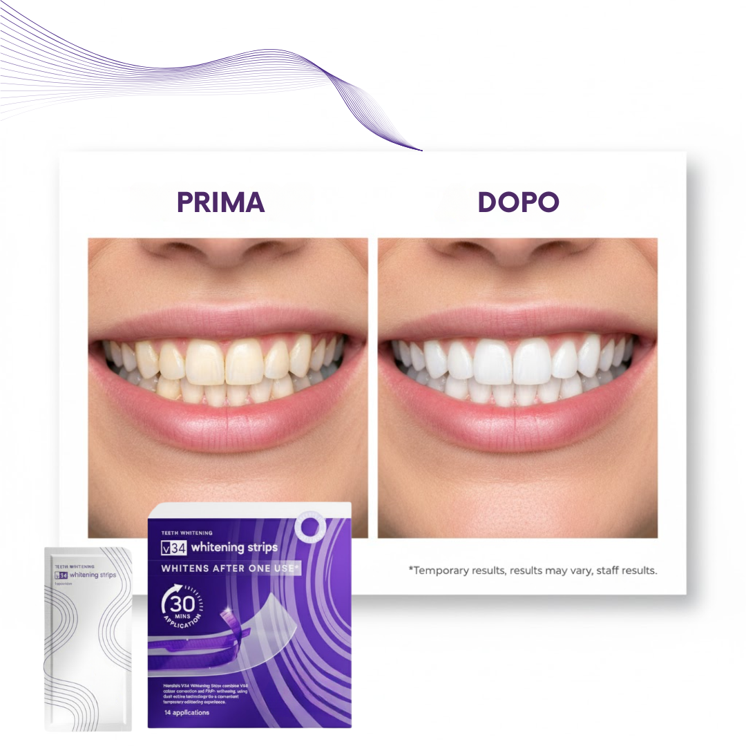 SmileV34™ Strisce sbiancanti per denti a doppia azione