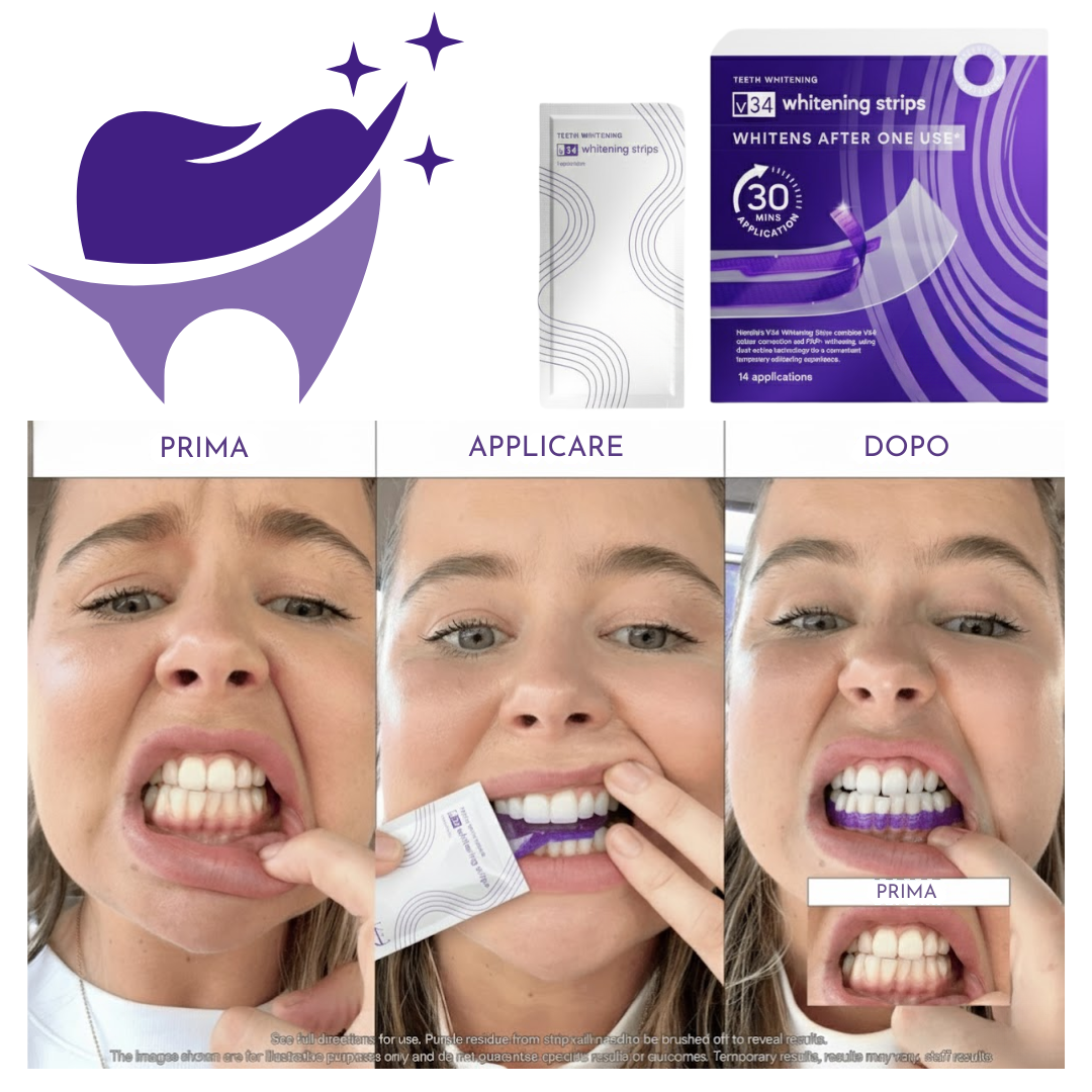 SmileV34™ Strisce sbiancanti per denti a doppia azione