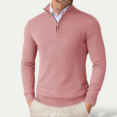 Maglione da uomo in cashmere con mezza zip e maniche lunghe