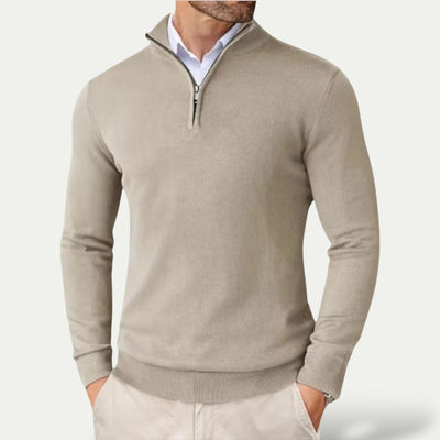 Maglione da uomo in cashmere con mezza zip e maniche lunghe