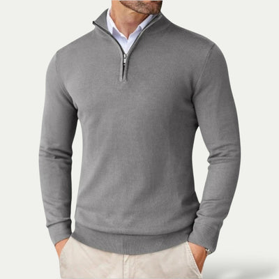 Maglione da uomo in cashmere con mezza zip e maniche lunghe