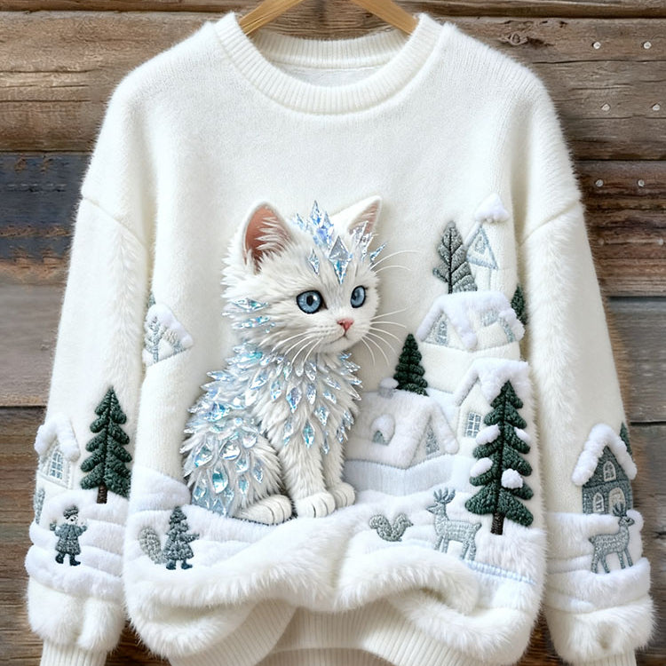 Felpa Art Cat Natalizia Donna Confortevole