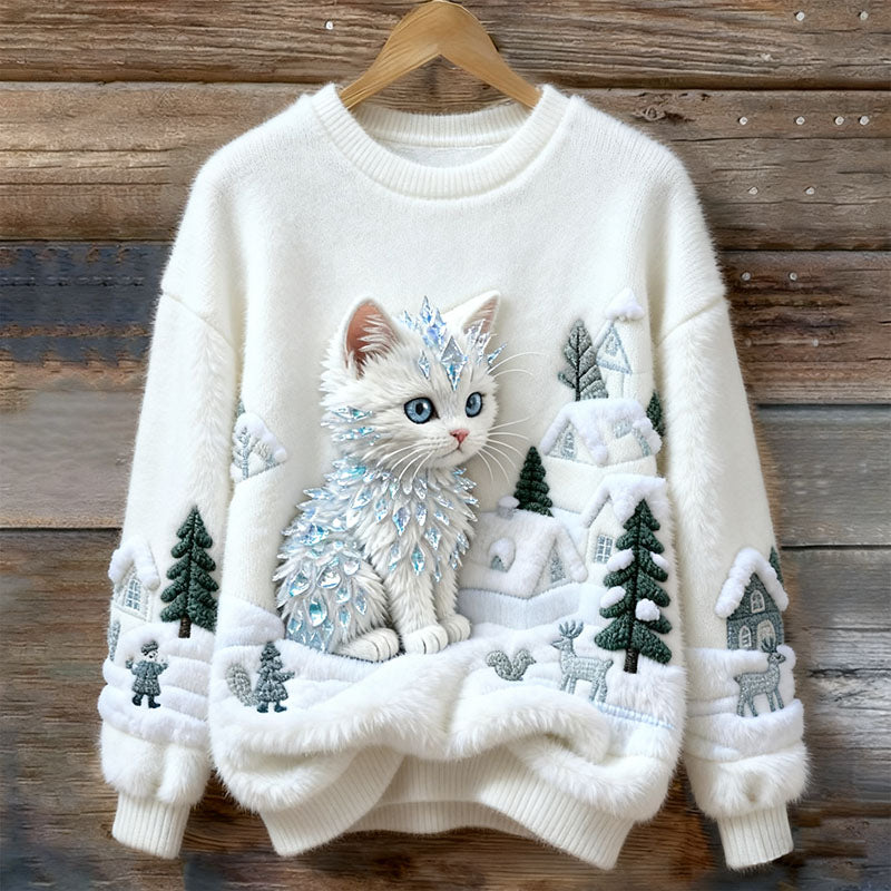 Felpa Art Cat Natalizia Donna Confortevole